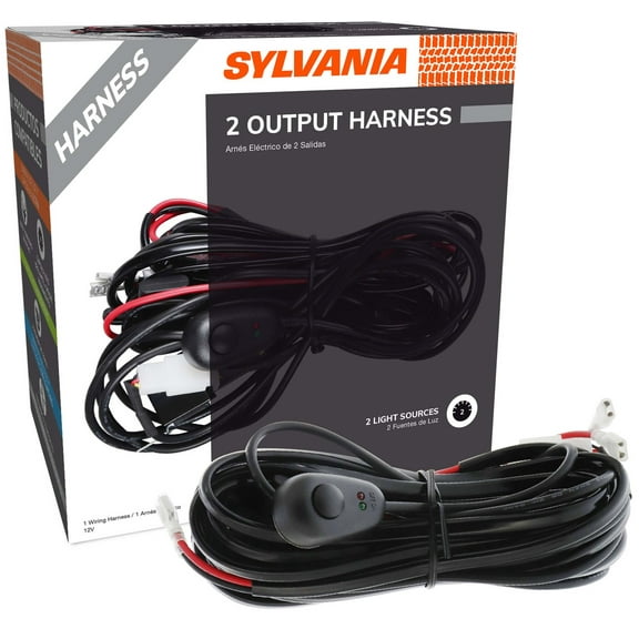 SYLVANIA Two Light Output LED Wiring Harness - 12V On Off Switch Power Relay, Blade Fuse, Power Two Light Sources, Off Road Lights, LED Work Light, for Truck, Boat, ATV, UTV, SUV, 4x4 (1 PC)