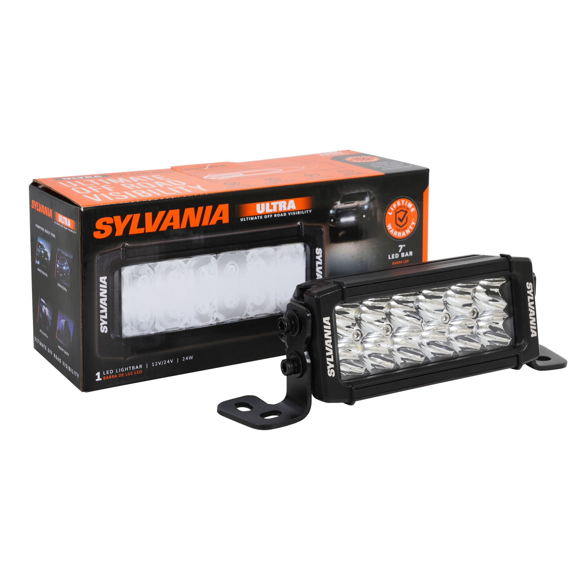 SYLVANIA - Ultra 7 Inch LED Light Bar - Lifetime Limited Warranty - Spot Light 2900 Raw Lumens - Ultra Night Vision - Off Road Driving Work Light - For Truck, Car, Boat, ATV, UTV, SUV, 4x4 (1 PC)