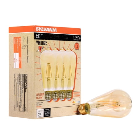 SYLVANIA Vintage LED Light Bulb, ST19, 6.5W, Dimmable, 2175K, Amber Glow, 4 Pack price history and forecast - Sylvania 40329