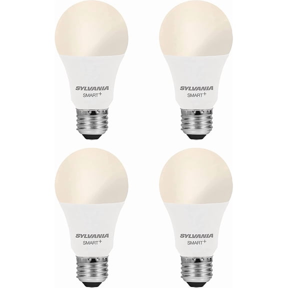 SYLVANIA Wifi LED Smart Light Bulb, A19, 60W, Soft White, Compatible with Alexa and Google Home Only - 4 Pack (75672)