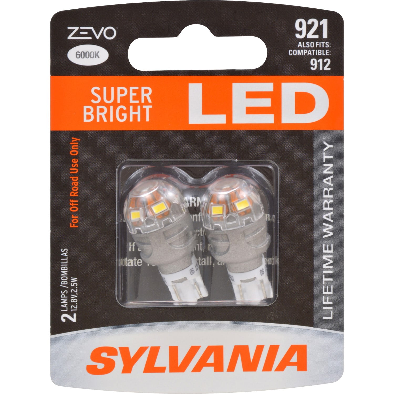 SYLVANIA ZEVO 921 T-16 W16W White LED Bulb (Pack of 2) - Walmart.com