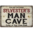 thumbnail image 1 of SYLVESTER'S Man Cave Sign Rustic 8 x 12 Matte Finish Metal 108120035399, 1 of 1