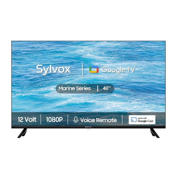 SYLVOX 12 Volt TV, 40" 1080P Newest Google Smart TV Support Download APPs with Google Assistant, AC/DC Powered TV for RV Camper Boat CoastalHome (Marine 2025)