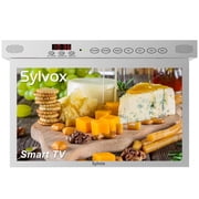 Sylvox 15.6  Under Cabinet Smart TV ,Rotated Folded,1080P 12V Google Television for Kitchen,Google Assistant,Chromecast,Wireless Connectivity,Silver