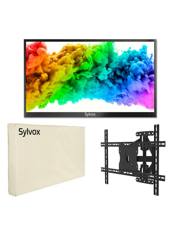 SYLVOX 43inch Outdoor TV+Wall Mount+Cover, IP55 Waterproof Smart TV Support Bluetooth & 2.4G WiFi, 1000nit 4K HDR For Partial Sun Area