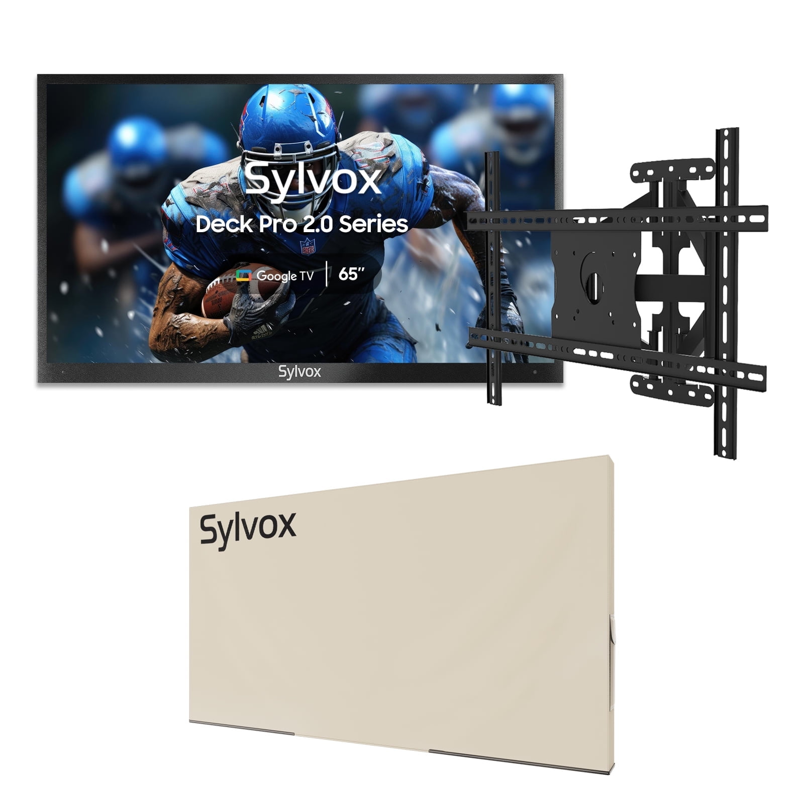SYLVOX 65" Outdoor TV+ TV Mount+Cover, 4K 1000nits Google TV with Dobly Atmos, IP55 Waterproof TV for Partial Sun (Deck Pro 2.0 NEW)