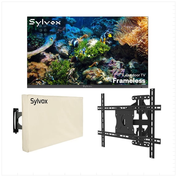 SYLVOX 43 inch Outdoor TV, Ultra-Narrow Bezel, IP56 Waterproof, Google TV OS w/AI Wallpaper, Dolby Atmos, 1000 Nits Brightness for Partial Sun (Frameless, 2026)