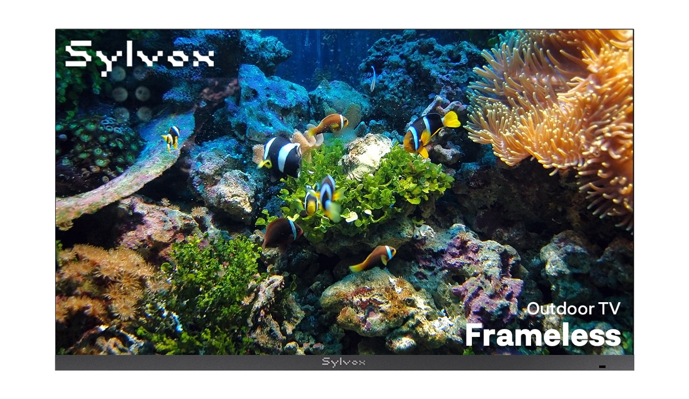 SYLVOX 43 inch Outdoor TV, Ultra-Narrow Bezel, IP56 Waterproof, Google TV OS w/AI Wallpaper, Dolby Atmos, 1000 Nits Brightness for Partial Sun (Frameless, 2026)