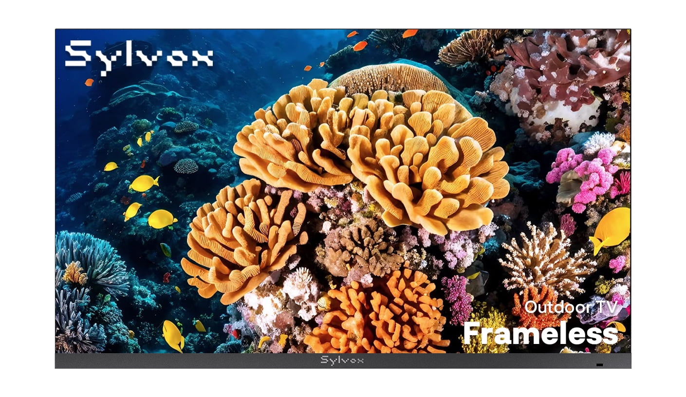 SYLVOX 55 inch Outdoor TV, Ultra-Narrow Bezel, IP56 Waterproof, Google TV OS w/AI Wallpaper, Dolby Atmos, 1000 Nits Brightness for Partial Sun (Frameless, 2026)