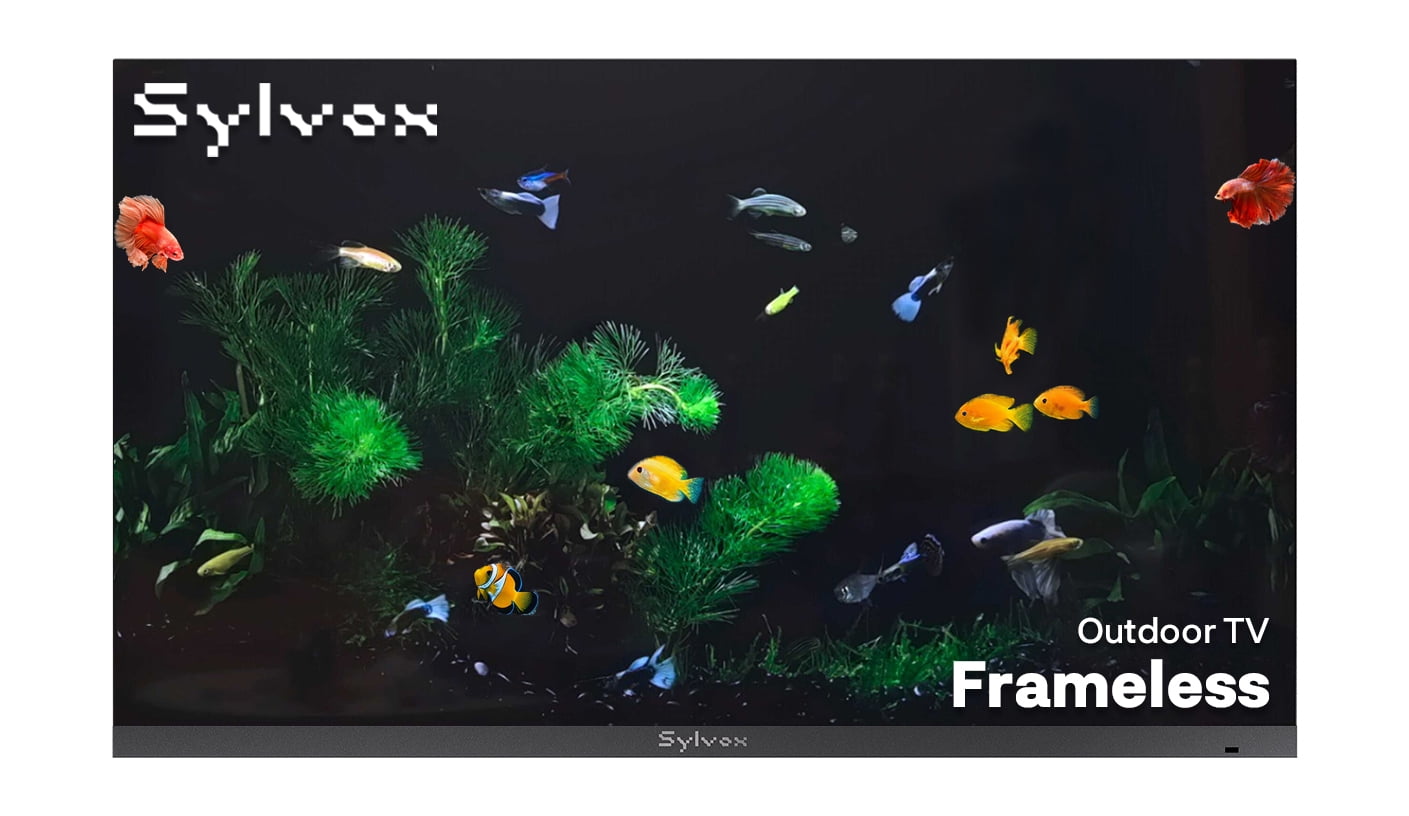 SYLVOX 65 inch Outdoor TV, Ultra-Narrow Bezel, IP56 Waterproof, Google TV OS w/AI Wallpaper, Dolby Atmos, 1000 Nits Brightness for Partial Sun (Frameless, 2026)