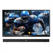 SYLVOX 43 Outdoor TV with Soundbar, 4K UHD Google TV for Partial Sun Outside 1000nit Brightness, IP55 Weatherproof, Dolby Atmos, Voice Remote Deck Pro 3.0
