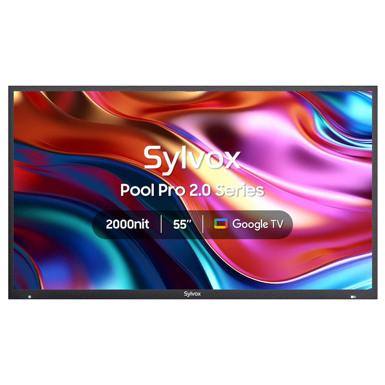 SYLVOX Outdoor TV, 55" Google TV with Dobly Atmos, Google Assistant, 4K 2000nits Full Sun Outside Television, IP55 Waterproof for All Weather (Pool Pro 2.0 NEW)