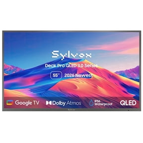 Sylvox 55" QLED Outdoor TV,4K UHD 1000nits Smart Television for Partial Sun,IP55 Weatherproof, Dolby Atmos,Voice Remote,Chromecast,Deck Pro QLED 3.0