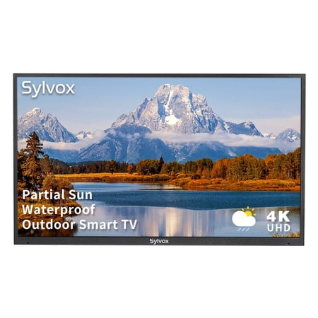 SYLVOX Outdoor TV, 55 inch Weatherproof TV Partial Sun 1000 Nits Brightness, 4K UHD LED IP55 Waterproof TV Support ATSC & NTSC Wifi, Bluetooth (Deck Series)