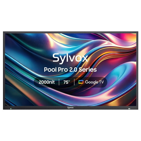SYLVOX Outdoor TV, 75" Google TV with Dobly Atmos, Google Assistant, 4K 2000nits Full Sun Outside Television, IP55 Waterproof for All Weather (Pool Pro 2.0 NEW)