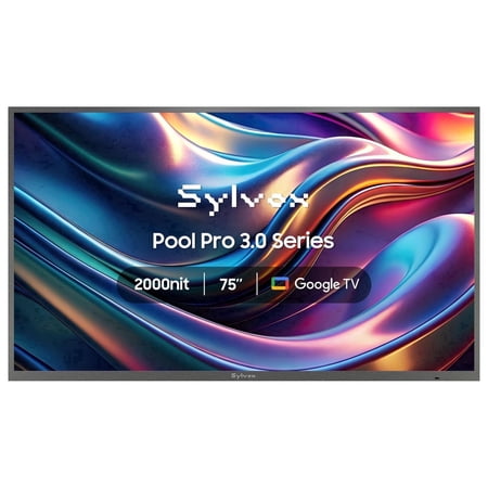 Sylvox 75 inch Outdoor Smart TV, 2000 Nits 4K UHD HDR 10 IP56 Waterproof Google Television with Dolby Atmos, Voice Remote,Chromecast, Pool Pro 3.0