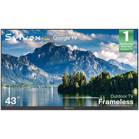 Sylvox 43" Outdoor TV,4K Smart Google TV, 1000 Nits Brightness, IP56 Waterproof, Dolby Atmos, Partial Sun, All-Weather Metal Design,Frameless Series
