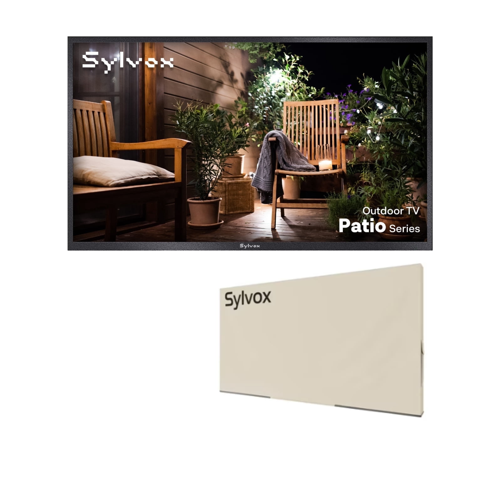 SYLVOX 50" Outdoor TV with Cover, 4K UHD Smart Google TV, IP55 Weatherproof for Partial Sun Outdoor, 700nits (2025 Patio Series)