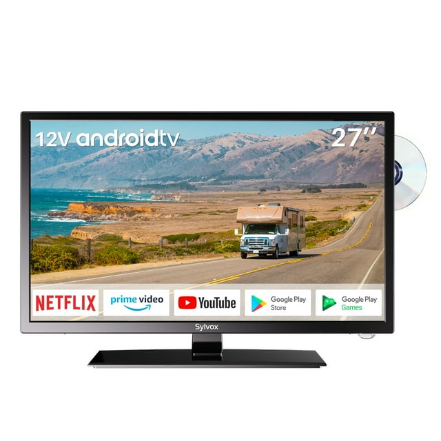 SYLVOX Smart RV TV, 27 inch TV with Builtin DVD Player, 12 Volt TV for