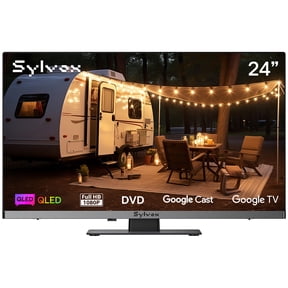 Sylvox Smart TV,24"12 Volt QLED Television with DVD Player,Google TV,1080P Fhd,Voice Remote,Google Cast,ATSC NTSC,AC/DC Powered Television,Limo QLED