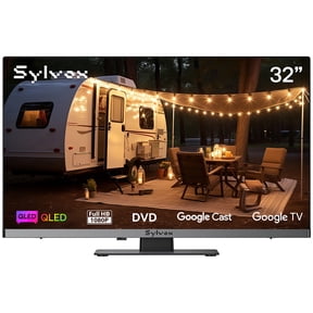 Sylvox Smart TV,32" 12 Volt QLED Television with DVD Player,Google TV,1080P Fhd,Voice Remote,Google Cast,ATSC NTSC,AC/DC Powered TelevisionLimo QLED)