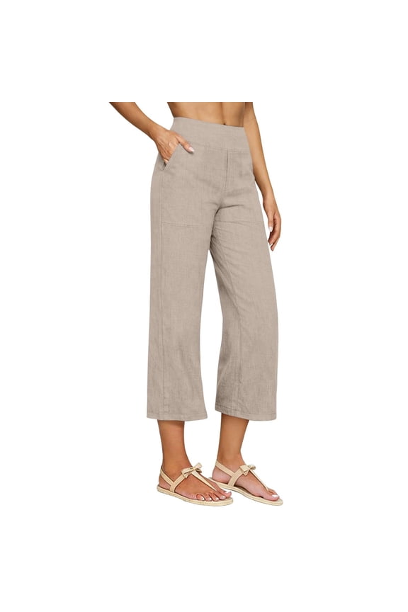 100% Cotton Harem Pants for Women High Waisted Loose Fit with Pockets Casual Cuffed Hem Pink S-XXL,Size L