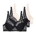 thumbnail image 1 of SYMOID 3 Pack Lace Bra Set for Women - Soft Stretch Adjustable Straps, Black & Beige, US 34B-44C, Everyday Comfort Value Bras,Size 90B, 1 of 5