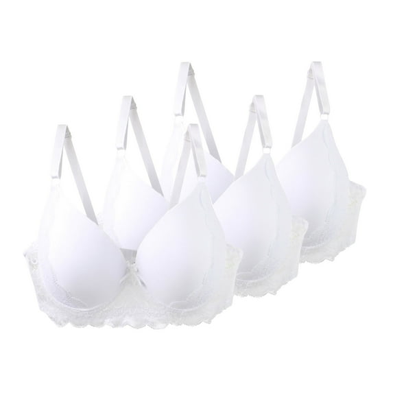 SYMOID 3 Pack Plus Size Women's Bras - 115C White, Everyday Comfort, Seamless, Lace Trim, Adjustable Straps, Nylon Spandex