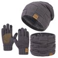 thumbnail image 1 of SYMOID 3-Piece Winter Beanie Scarf Gloves Set, Fleece Lined Knit Touchscreen Cold Weather Accessories for Men Women,Size Free Size, 1 of 4