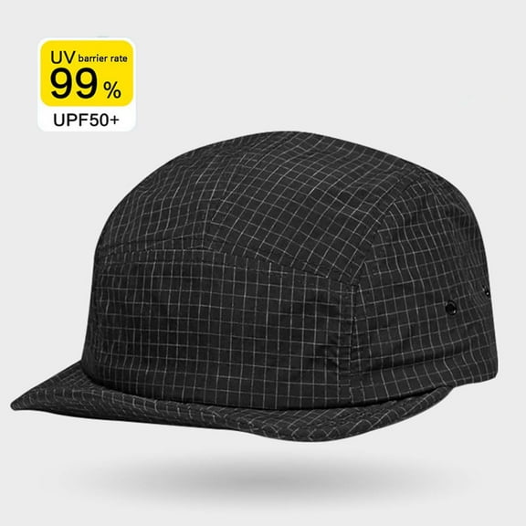 SYMOID 5-Panel Sun Hat Women and Men Black, UPF50+ UV Protection 100% Polyester Breathable Cap with Structured Visor for Outdoor Daily,Size Free Size