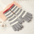 thumbnail image 1 of SYMOID Acrylic Striped Winter Gloves for Women - Gray, One Size Fits Most, Warm Cold Weather Fashion Accessory,Size Free Size, 1 of 3