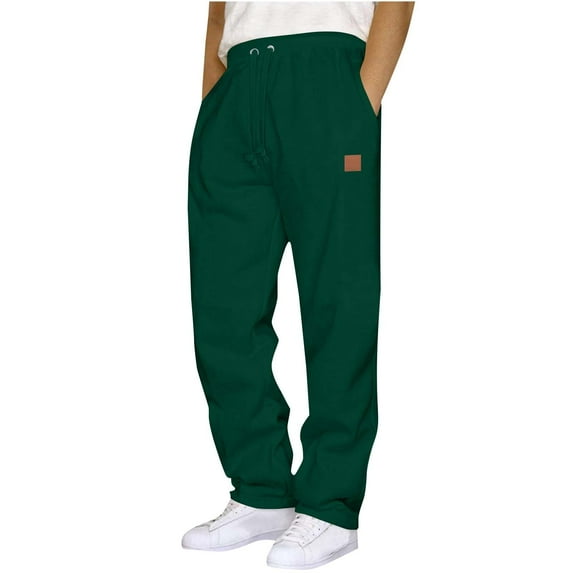 SYMOID Big & Tall 4XL Green Casual Pants for Men, Elastic Waist with Drawstring, Quick-Dry Polyester, Loose Straight Leg, Wrinkle-Resistant & Machine Washable