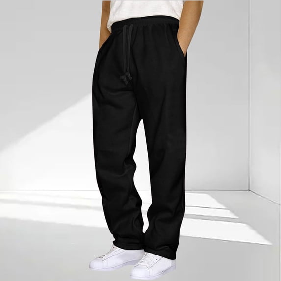 SYMOID Big & Tall 4XL Relaxed Fit Lounge Pants - 100% Polyester Lightweight Quick-Drying, Drawstring Waist & Side Pockets, Black