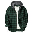 thumbnail image 1 of SYMOID Big & Tall Men's 3XL Hooded Plaid Flannel Shirt - Cotton Polyester Blend, Chest Pocket, Casual Outdoor Style, Army Green, 1 of 3