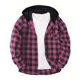 thumbnail image 1 of SYMOID Big & Tall Men's Hot Pink Plaid Hooded Shirt - Poly-Cotton Blend, Long Sleeve Button-Front with Chest Pocket, Breathable, Size 3XL for Casual Daily Wear/Outdoor Layering, 1 of 5