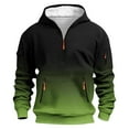 thumbnail image 1 of SYMOID Big & Tall Men's Army Green Half Zip Hoodie - Size 4XL, Soft Stretchy Polyester Spandex, Gradient Design with Multi-Zipper Pockets for Casual & Active Wear, 1 of 5