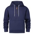 thumbnail image 1 of SYMOID Big & Tall Men's Half-Zip Hoodie - 100% Polyester, Navy Color, Size 3XL, with Kangaroo Pocket & Drawstring Hood, Machine-Washable, Ribbed Cuffs for Warmth, 1 of 2