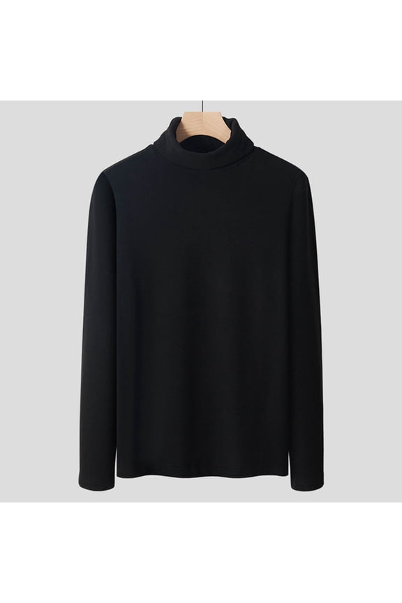 GUZOM Big & Tall Men's Turtleneck Long Sleeve Top,100% Polyester,Soft Warm,Machine Washable Quick-Drying,Size 3XL Black,Great for Fall Winter Casual/Office Layering
