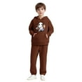 thumbnail image 1 of SYMOID Boys Ghost Print Tracksuit, Brown Hall-oween Tops Set, Kids Hoodie and Jogger Sweatshirts,Size 10 T, 1 of 5