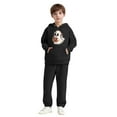 thumbnail image 1 of SYMOID Boys Hall-oween Tracksuit 2-Piece Ghost Print Hoodie & Jogger Pants Black Soft Fleece Sweatshirt Costume Set for Kids Ages 4-12,Size 4 T, 1 of 5