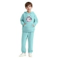 thumbnail image 1 of SYMOID Boys Light Blue Ghost Print Hoodie and Joggers Set, 2-Piece Fleece Tracksuit, Soft Tops & Hall-oween Costume Playwear for Kids,Size 4 T, 1 of 5