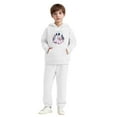thumbnail image 1 of SYMOID Boys White Ghost Print Hoodie and Joggers Set, Fleece Tracksuit, Soft 2-Piece Tops & Hall-oween Costume Playwear for Kids,Size 10 T, 1 of 5