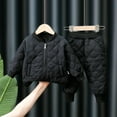 thumbnail image 1 of SYMOID Boys Kids Quilted Baseball Jacket & Pants Set 100% Cotton Full Zip Outfit for Fall Winter Playground Warm Two-Piece 2T 3T 4T 5T Black,Size 2 T, 1 of 3