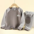 thumbnail image 1 of SYMOID Boys Long Johns Thermal Underwear Set - 100% Cotton Soft Base Layer with Knee Patches for Kids - Gray,Size 12 Months, 1 of 5