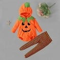 thumbnail image 1 of SYMOID Boys Pumpkin Hall-oween Costume 2-Piece Set Orange Bodysuit with Zipper for Kids Kids,Size 18 Months, 1 of 7