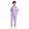 thumbnail image 1 of SYMOID Boys Purple Ghost Print Hoodie and Jogger Set - 2 Piece Tracksuit Tops Sweatshirts for Kids,Size 4 T, 1 of 5