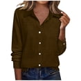 thumbnail image 1 of SYMOID Brown Womens Long Sleeve Button Down Shirt - Breathable Wrinkle Free Casual Blouse for Work,Size S, 1 of 5