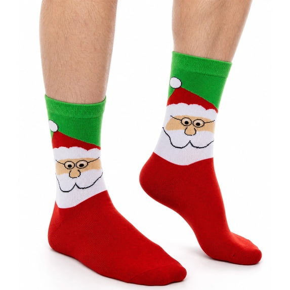 SYMOID Christmas Crew Socks for Men,Holiday Cotton Santa Socks