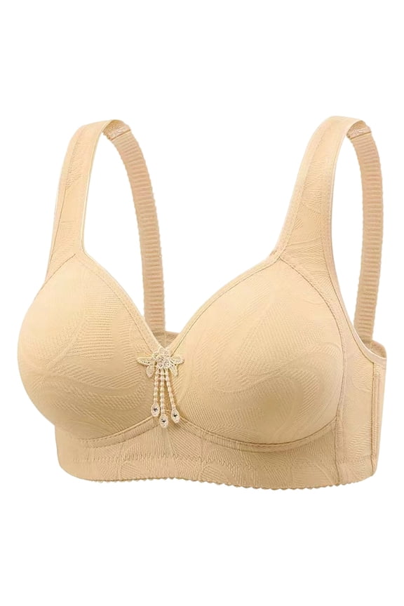 ComfortWear Womens Plus Size Wireless Bra T-shirt Full Coverage Nylon Spandex Adjustable Straps Beige,Size 46