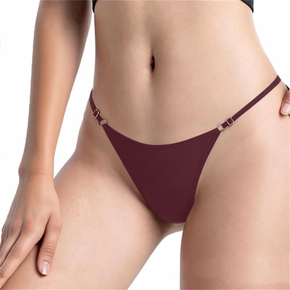 SYMOID Cotton Bikini Panty for Women with Adjustable Side Straps - Low Rise Breathable Red Underpants,Size L